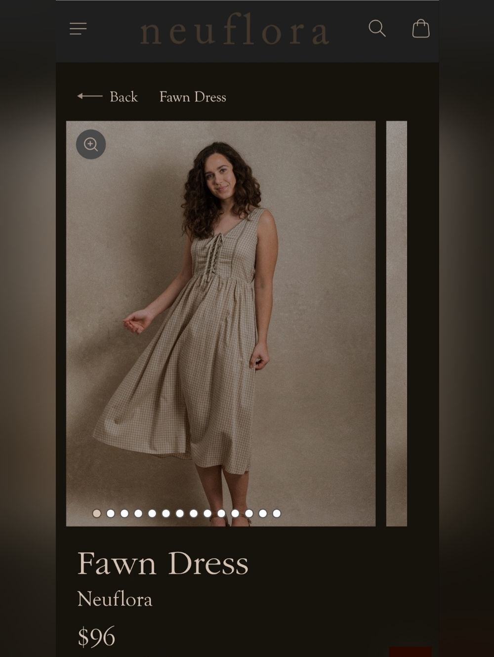 Neuflora Fawn Dress - Beige Gingham Size M